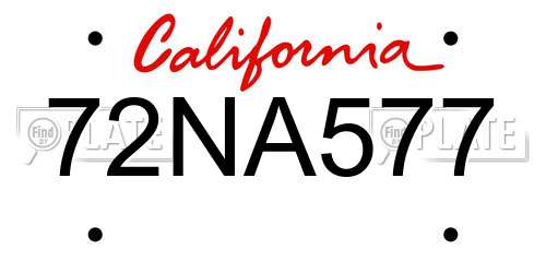 72NA577 California License Plate