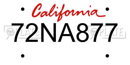 72NA877 California License Plate