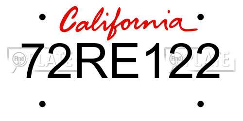 72RE122 California License Plate
