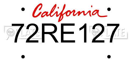 72RE127 California License Plate
