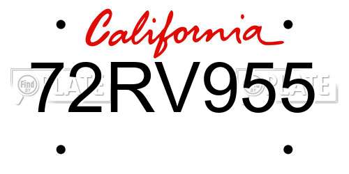 72RV955 California License Plate