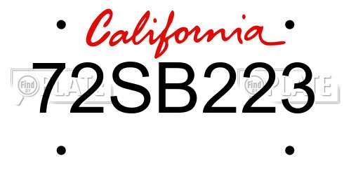 72SB223 California License Plate