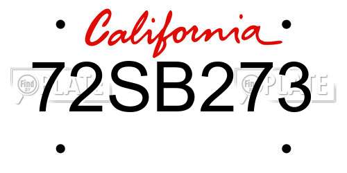 72SB273 California License Plate