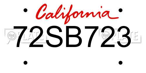72SB723 California License Plate