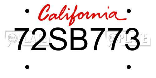 72SB773 California License Plate
