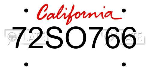 72SO766 California License Plate