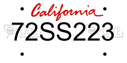 72SS223 California License Plate