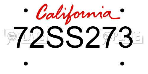 72SS273 California License Plate