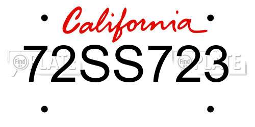 72SS723 California License Plate
