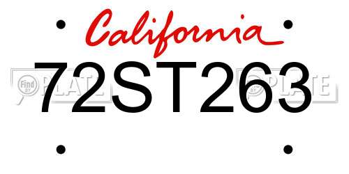 72ST263 California License Plate