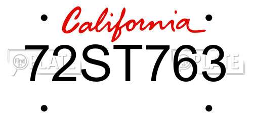 72ST763 California License Plate