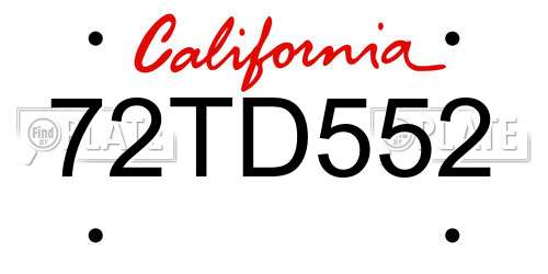 72TD552 California License Plate