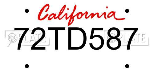 72TD587 California License Plate
