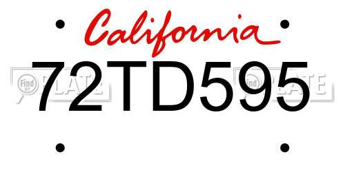 72TD595 California License Plate