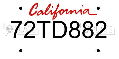 72TD882 California License Plate