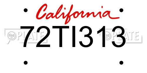 72TI313 California License Plate