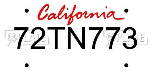72TN773 California License Plate