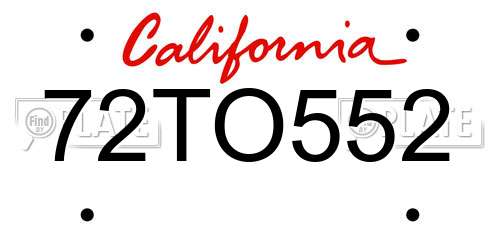72TO552 California License Plate
