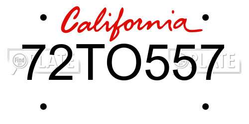 72TO557 California License Plate