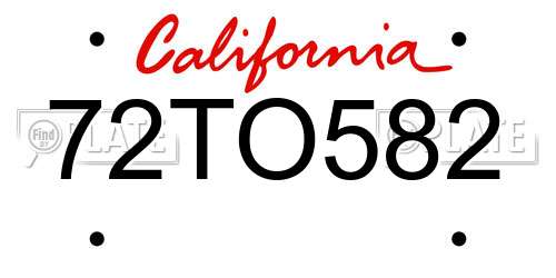 72TO582 California License Plate
