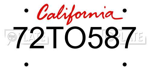 72TO587 California License Plate