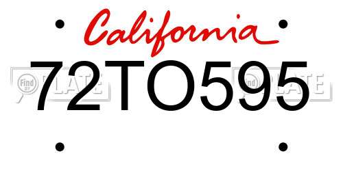 72TO595 California License Plate