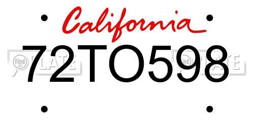 72TO598 California License Plate