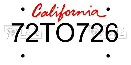 72TO726 California License Plate