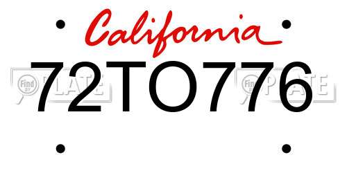 72TO776 California License Plate