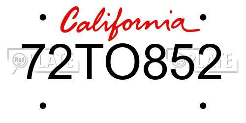 72TO852 California License Plate