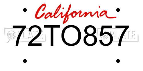 72TO857 California License Plate