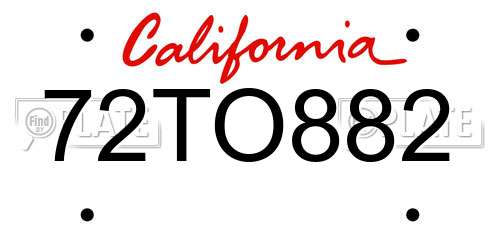 72TO882 California License Plate
