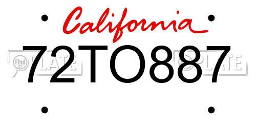 72TO887 California License Plate