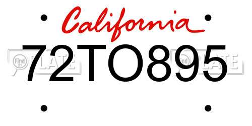 72TO895 California License Plate
