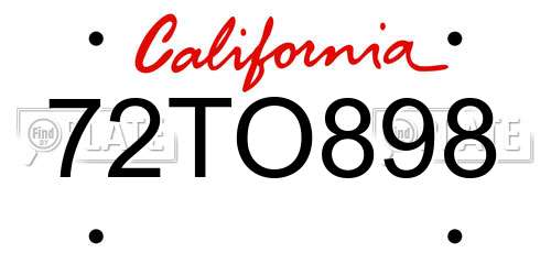 72TO898 California License Plate