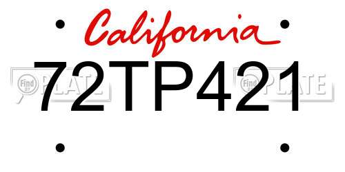 72TP421 California License Plate