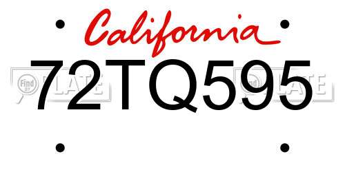 72TQ595 California License Plate
