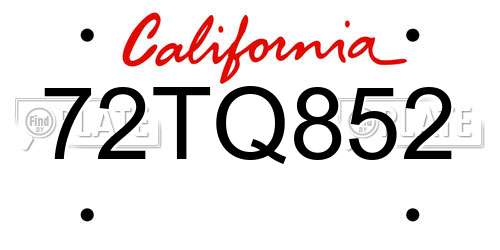 72TQ852 California License Plate