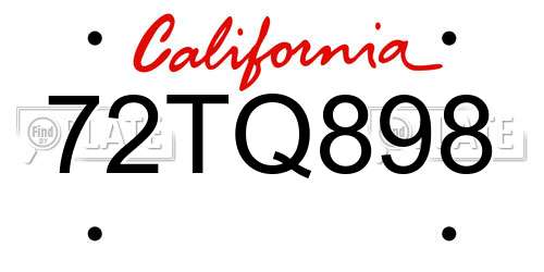 72TQ898 California License Plate