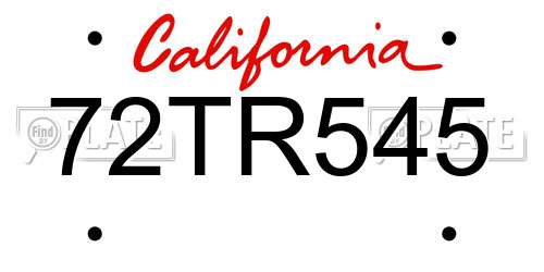72TR545 California License Plate
