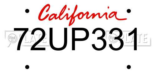 72UP331 California License Plate