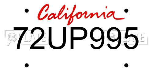 72UP995 California License Plate
