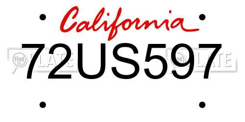 72US597 California License Plate