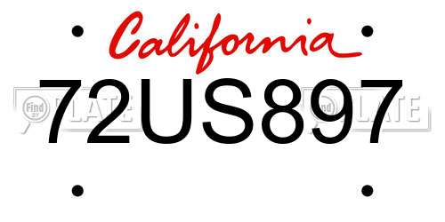 72US897 California License Plate