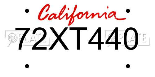 72XT440 California License Plate