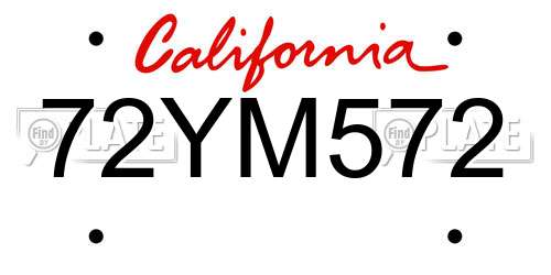72YM572 California License Plate