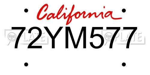 72YM577 California License Plate
