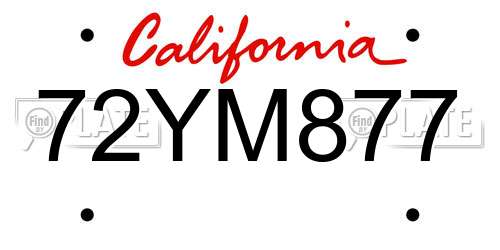 72YM877 California License Plate