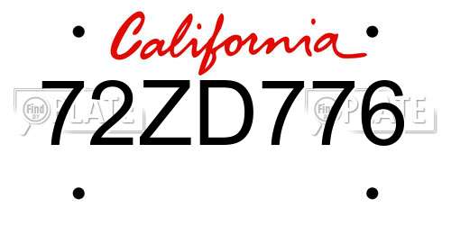 72ZD776 California License Plate