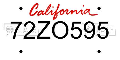 72ZO595 California License Plate